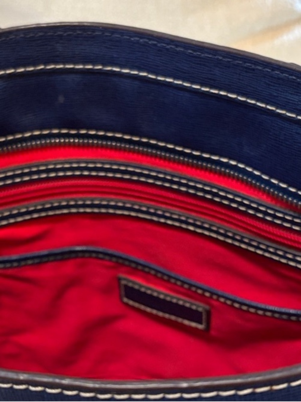 Dooney & Bourke Navy Leather Structured Tote - Picture 10 of 14